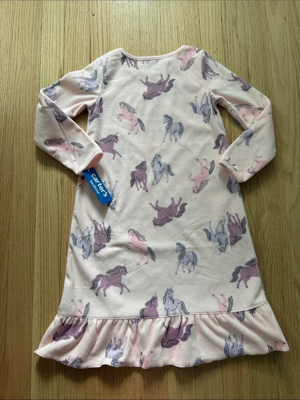 Carter's NWT fleece Light Pink Unicorn Ruffle Nightdress pajama gown